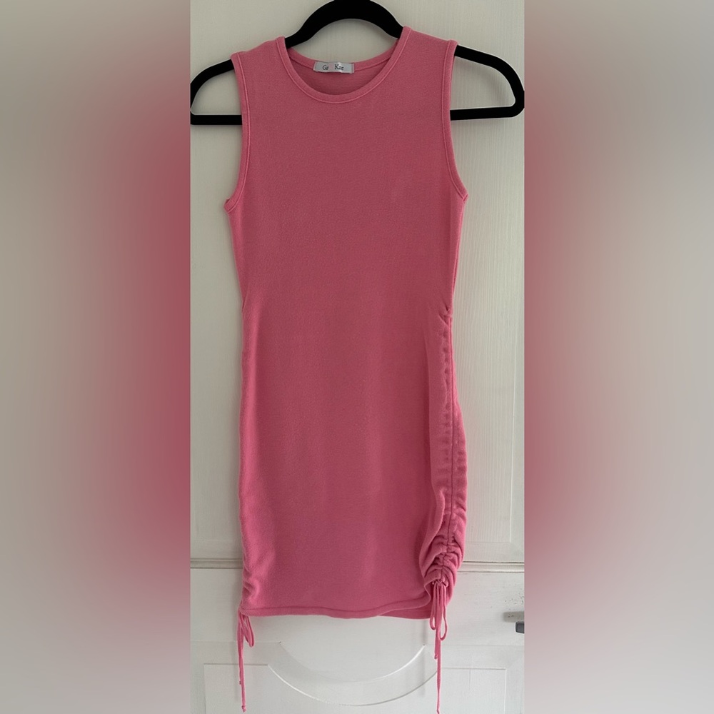 Pink Ruched Tank Dress